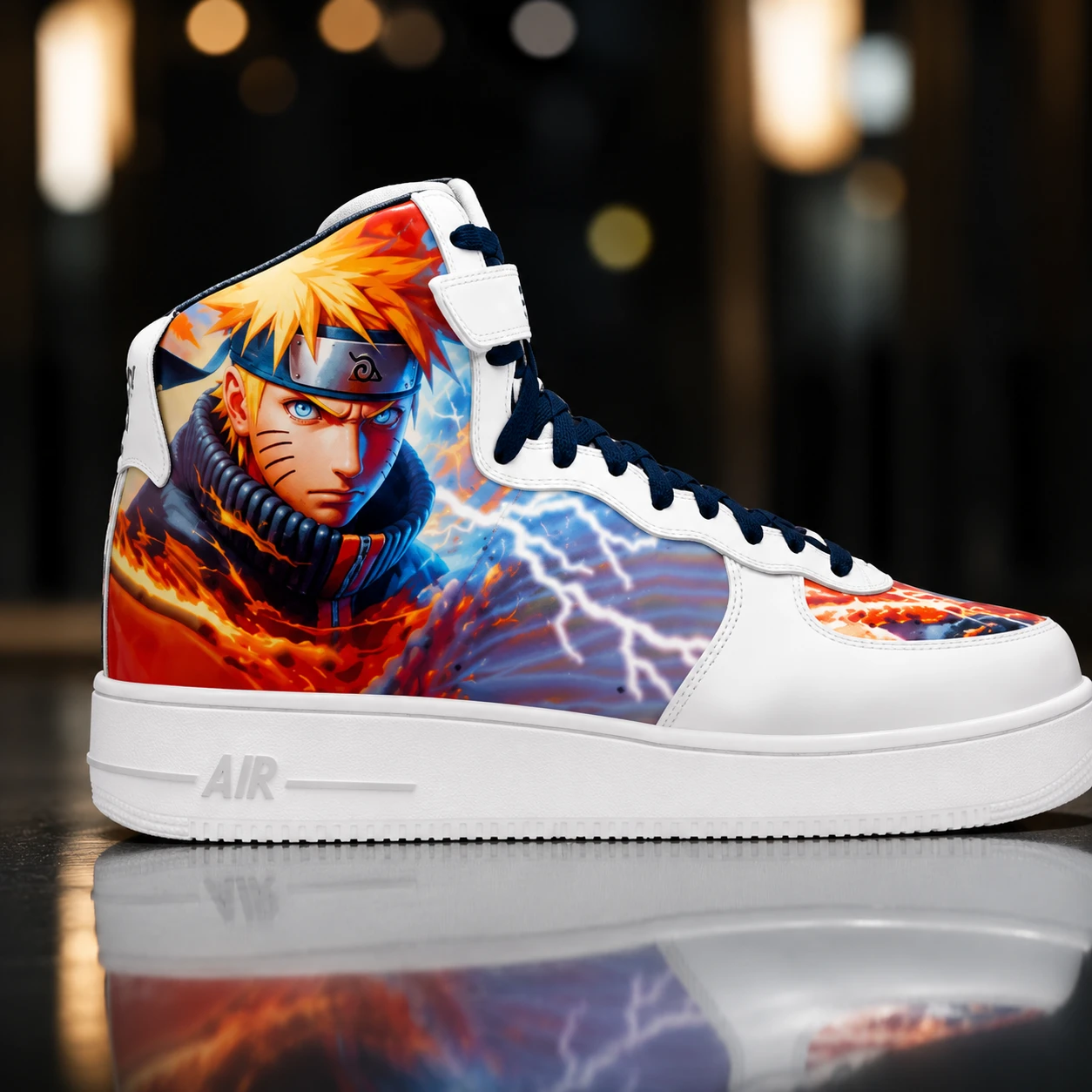 Anime-Inspired High-Top Sneakers – Orange & White Edition