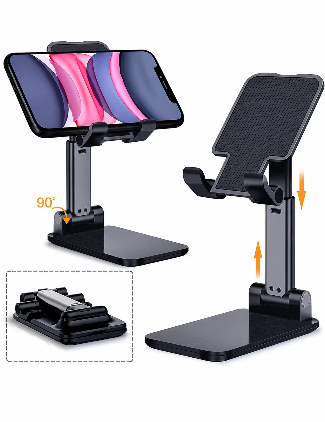 Adjustable Foldable Mobile Phone & Tablet Stand – Portable Desktop Holder