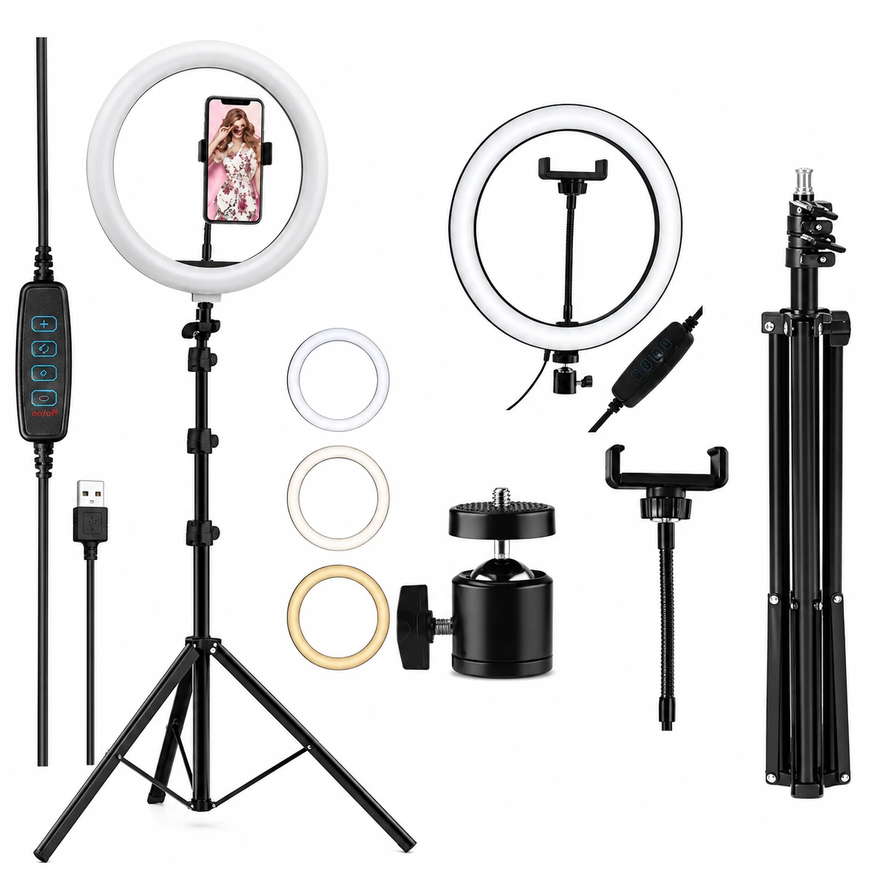 10-Inch LED Ring Light with Tripod Stand & Mobile Holder – Dimmable Selfie Ring Light Kit