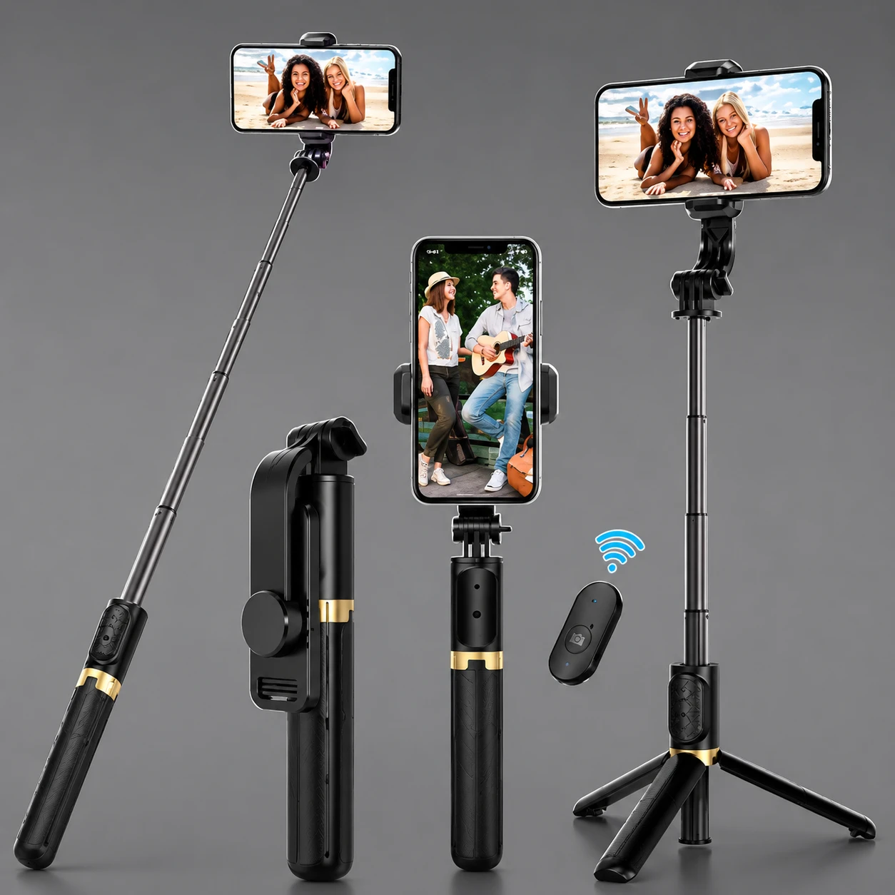 Wireless Selfie Stick Tripod with Bluetooth Remote – Extendable Phone Stand