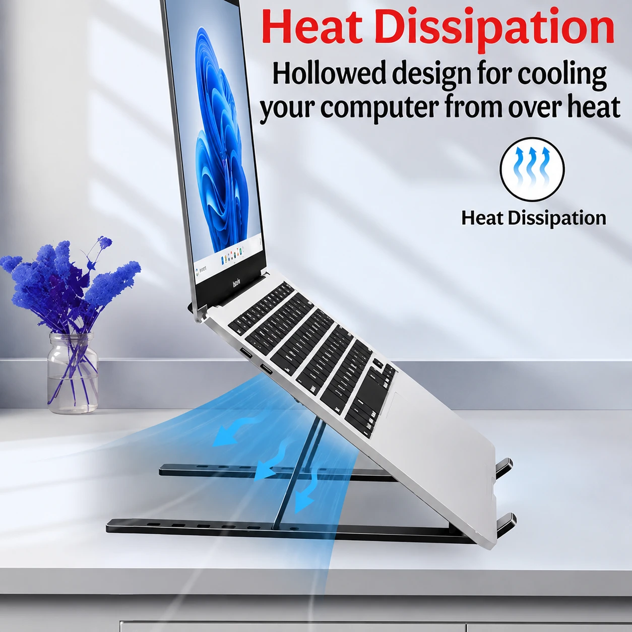 Premium Adjustable Aluminum Laptop Stand – Ergonomic Heat Dissipation Cooling Stand