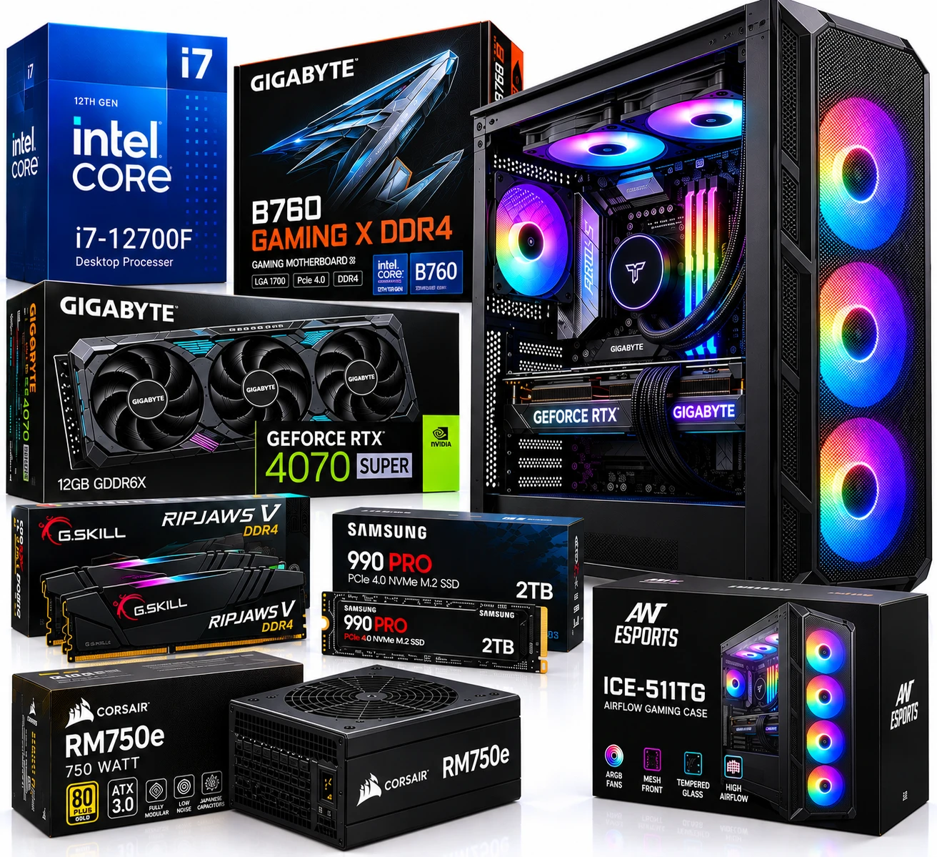 Intel Core i7-12700F RTX 4070 Super PC