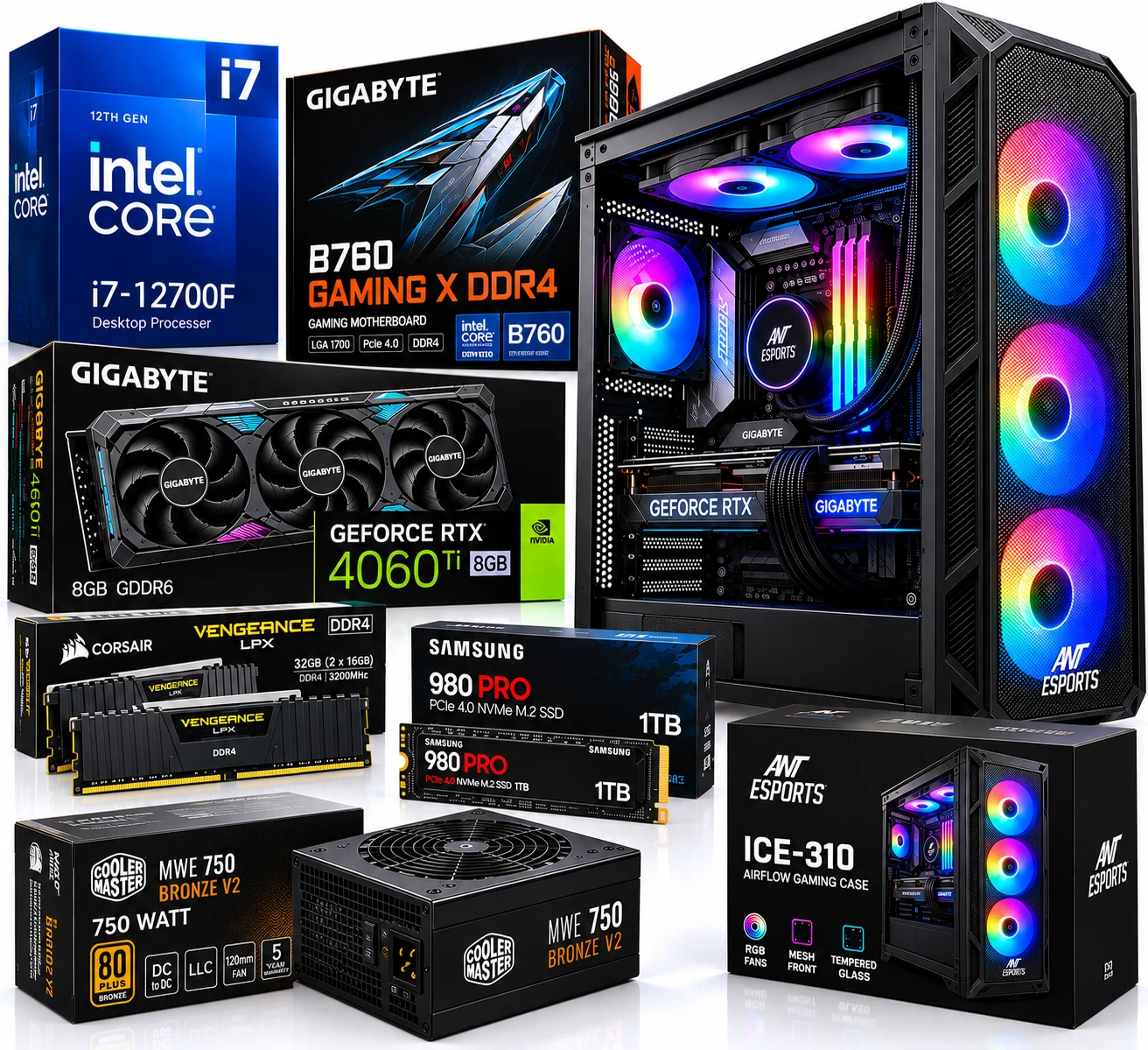 Intel Core i7-12700F RTX 4060 Ti PC